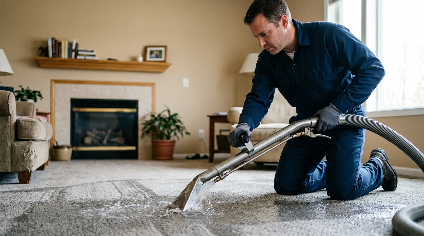 Water damage restoration technician working near Freeman, WV